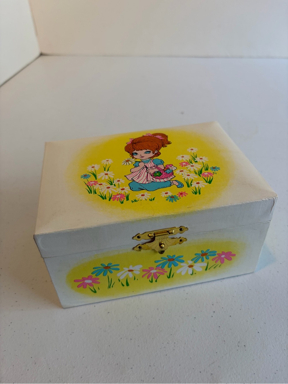 Vintage Ballerina Jewelry Music Box Pink Floral Mirror Retro Kitschy Trinket 80s